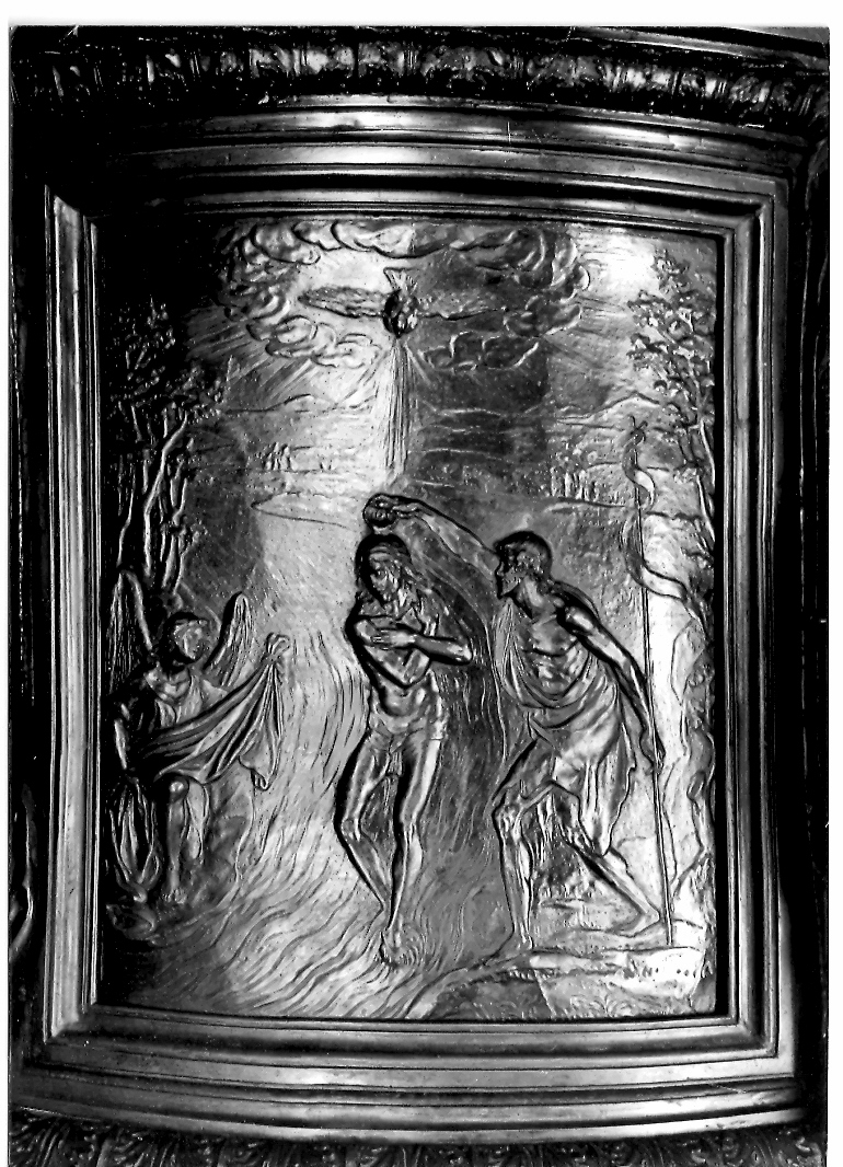 battesimo di Cristo (rilievo, elemento d'insieme) di Jacometti Pietro Paolo (attribuito), Jacometti Tarquinio (sec. XVII)