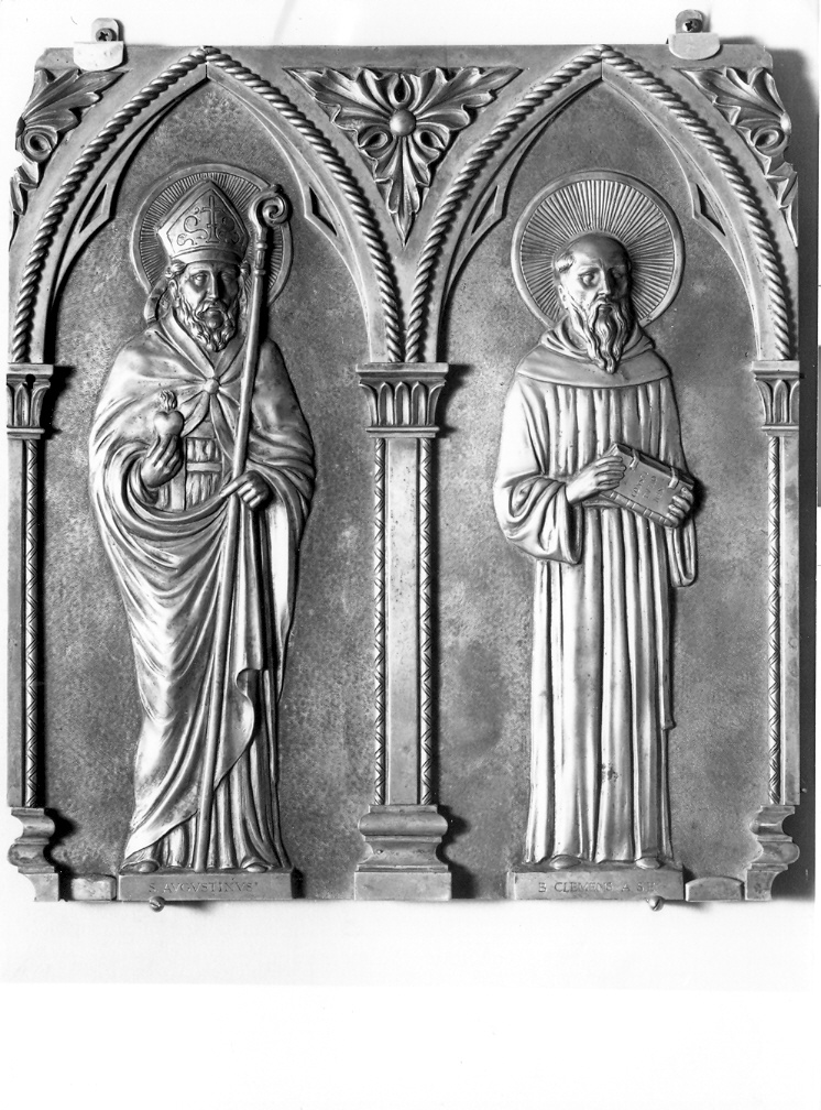 Sant'Agostino e San Clemente (formella) - bottega romana (sec. XX)