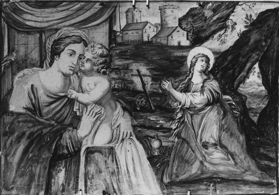 Madonna con Bambino e Santa Maria Maddalena (formella) - bottega di Castelli (fine/inizio secc. XVIII/ XIX)