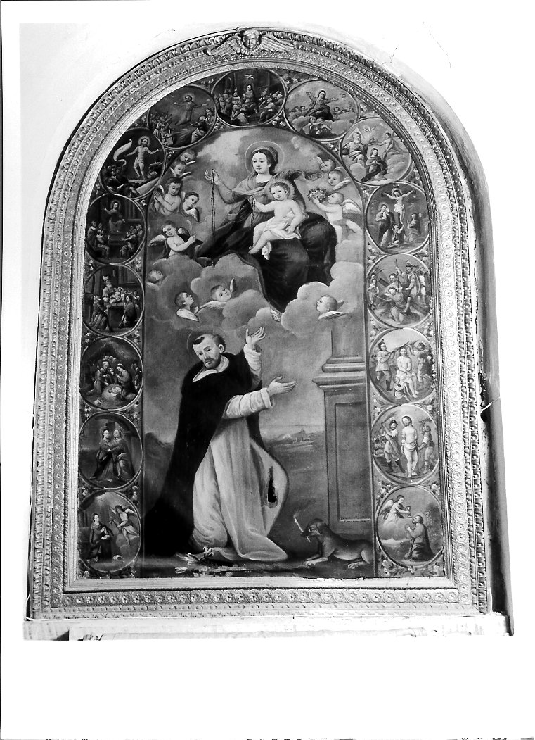 Madonna del Rosario con San Domenico e misteri del rosario (dipinto) di Urbinati Lorenzo (sec. XVIII)