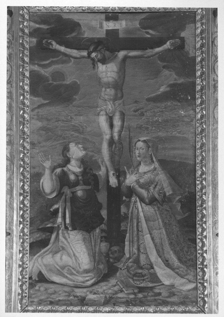 Cristo crocifisso con le SSan Maddalena e Cecilia (dipinto) di Domiziani Domiziano (ultimo quarto sec. XVI)