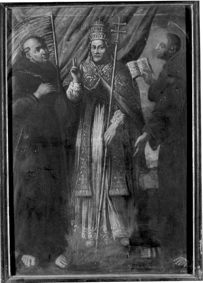 San Giovanni da Capestrano, San Silvestro e San Pasquale Baylon (dipinto) - ambito marchigiano (fine/inizio secc. XVII/ XVIII)