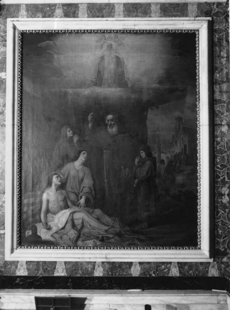 Madonna delle Grazie intercede per liberare dalla peste la città di Jesi (dipinto) di Zona Angelo (sec. XIX)
