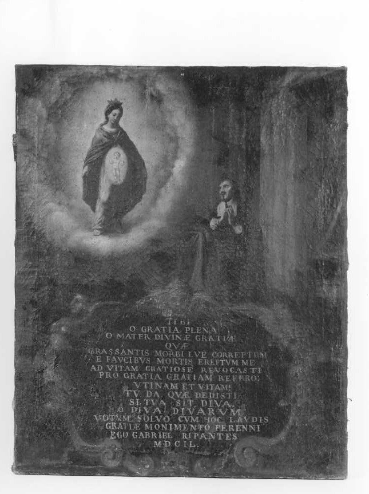 Madonna delle Grazie appare a Gabriele Ripanti (ex voto) - ambito marchigiano (sec. XVII)