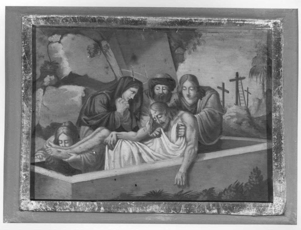 stazione XIV: Gesù deposto nel sepolcro (Via Crucis, elemento d'insieme) - ambito marchigiano (sec. XIX)