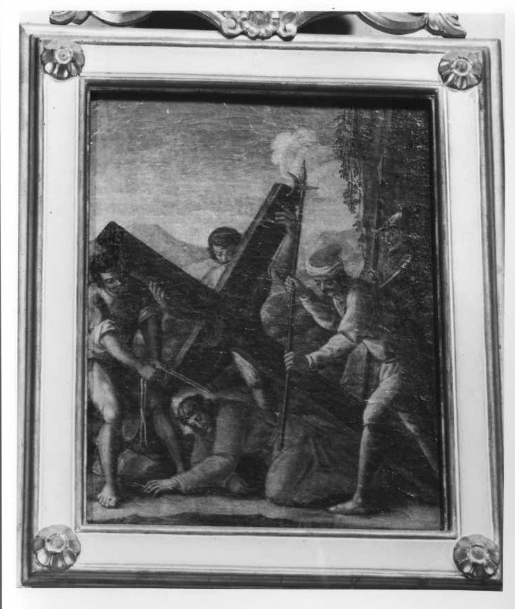 stazione VII: Gesù cade sotto la croce la seconda volta (Via Crucis, elemento d'insieme) - ambito marchigiano (sec. XVIII)