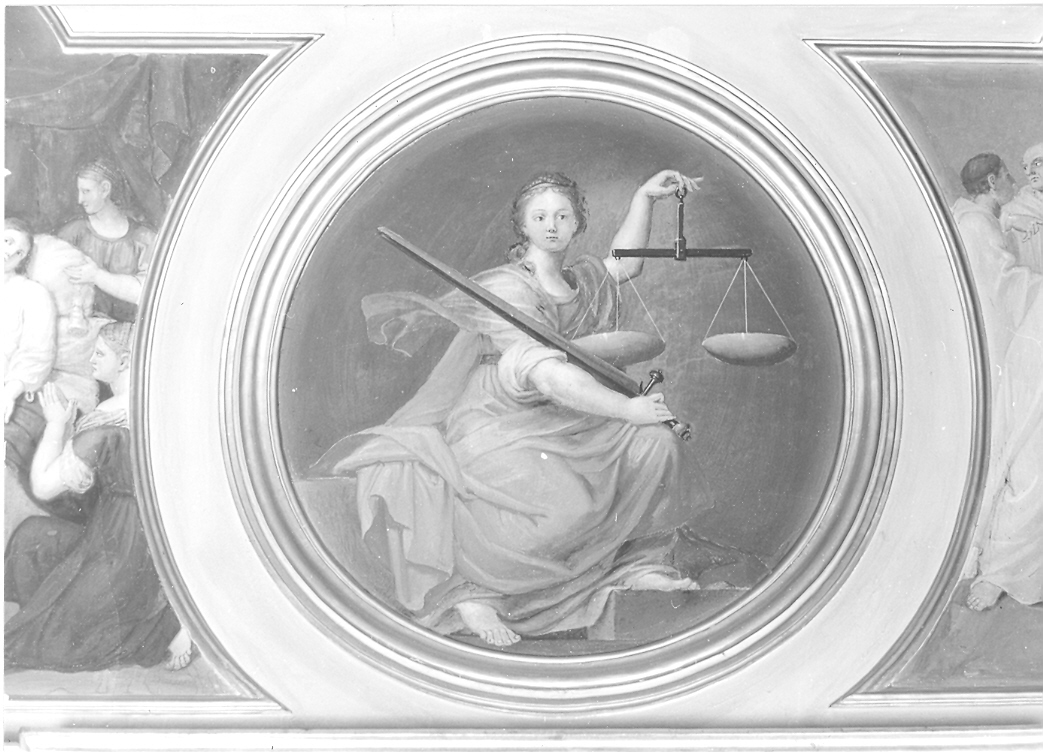 allegoria della Giustizia (dipinto, elemento d'insieme) di Lazzarini Placido, Paolucci Carlo (sec. XVIII)