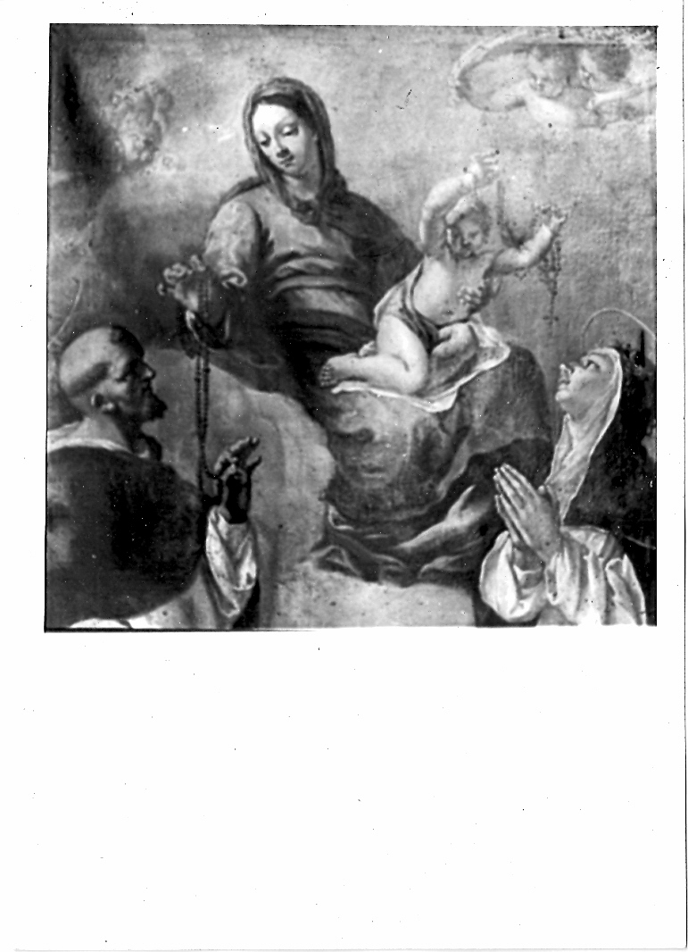 Madonna del Rosario con San Domenico e Santa Caterina da Siena (dipinto) - ambito marchigiano (fine/inizio secc. XVI/ XVII)
