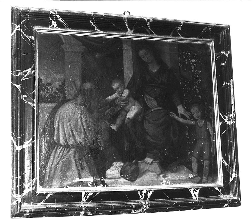 Sacra Famiglia con San Giovanni Battista bambino (dipinto) - ambito marchigiano (sec. XVI)