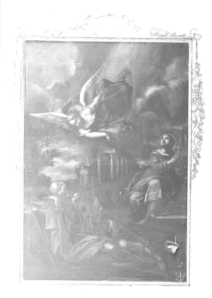 apparizione in sogno a Giuseppe dell'angelo che lo esorta a tornare a casa (dipinto, ciclo) di Bastari Francesco (e aiuti) (inizio sec. XVII)