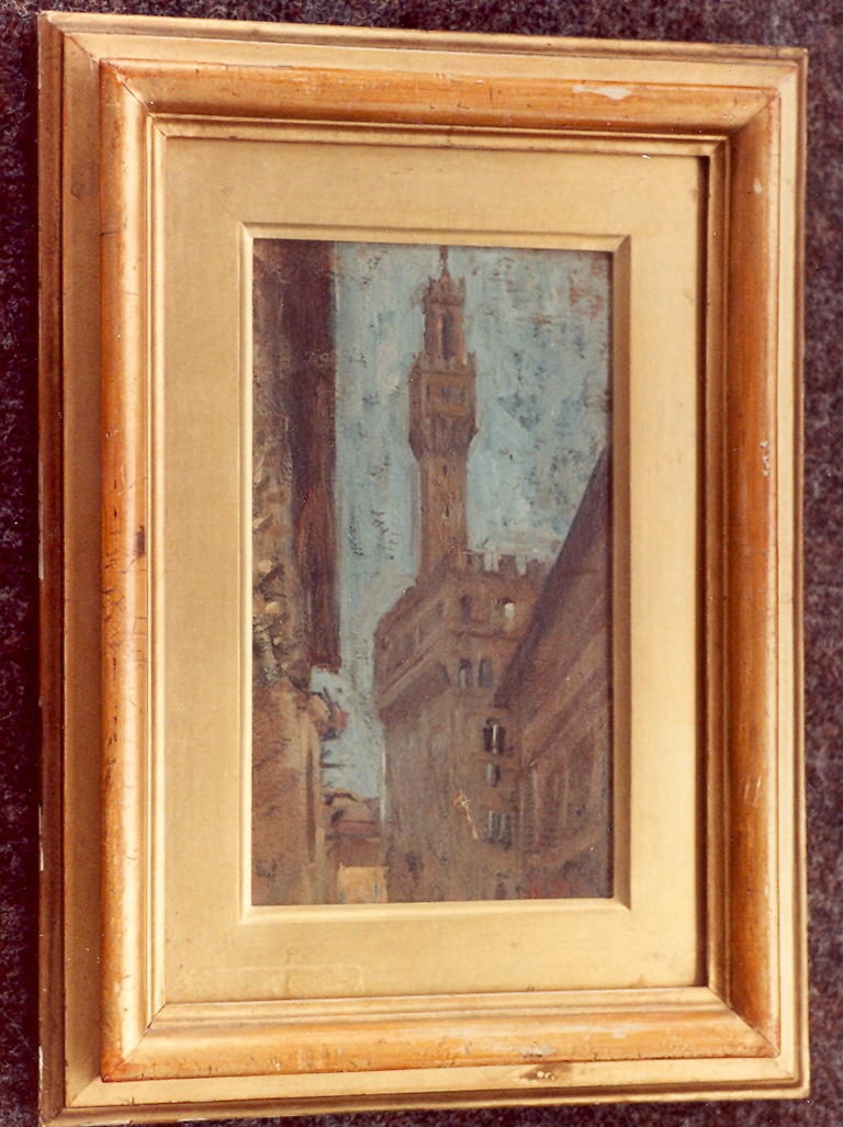 veduta di Palazzo Vecchio a Firenze (dipinto) di Ciani Cesare (fine/inizio secc. XIX/ XX)