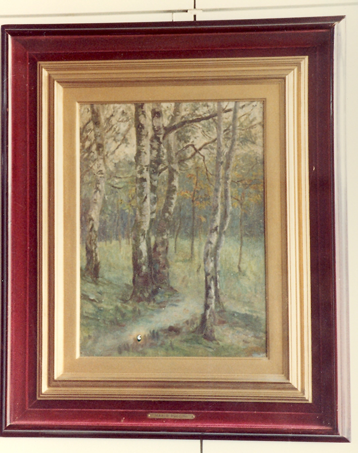 Stradina dell'Ardenza, paesaggio con alberi (dipinto) di Puccini Mario detto Puchein (sec. XX)