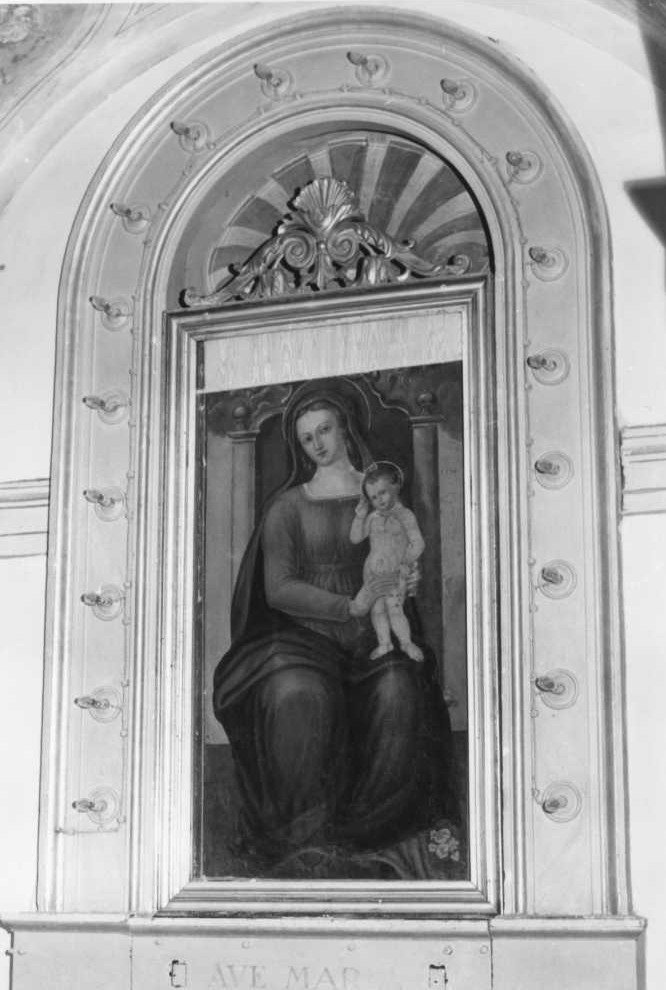 Madonna in trono con Bambino (dipinto) - ambito emiliano-marchigiano (sec. XVI)