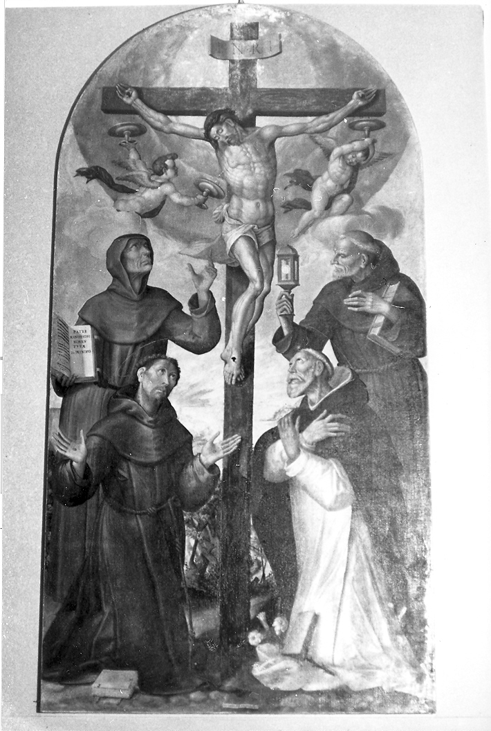 Cristo crocifisso e Santi (dipinto) di Domiziani Domiziano (sec. XVI)