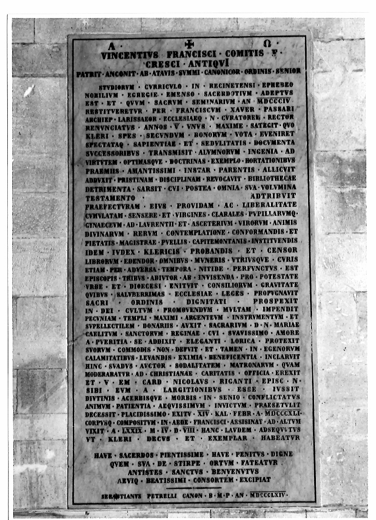 iscrizione (lapide tombale) - bottega marchigiana (sec. XIX)