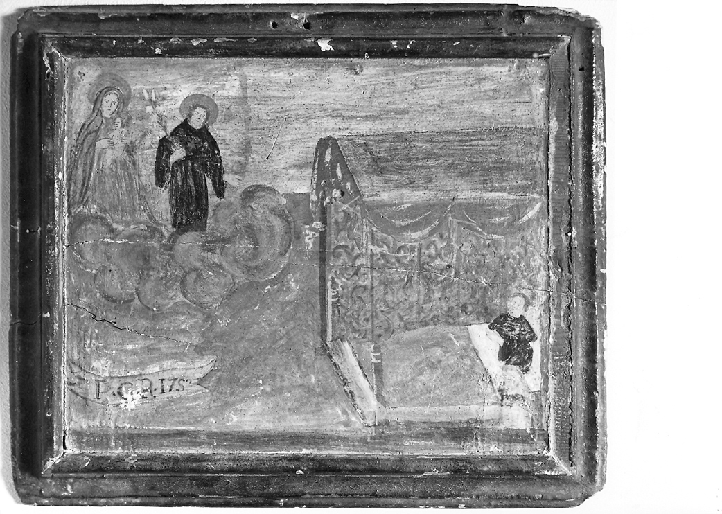 figura maschile prega la Madonna e San Nicola da Tolentino (ex voto) - ambito marchigiano (sec. XVIII)