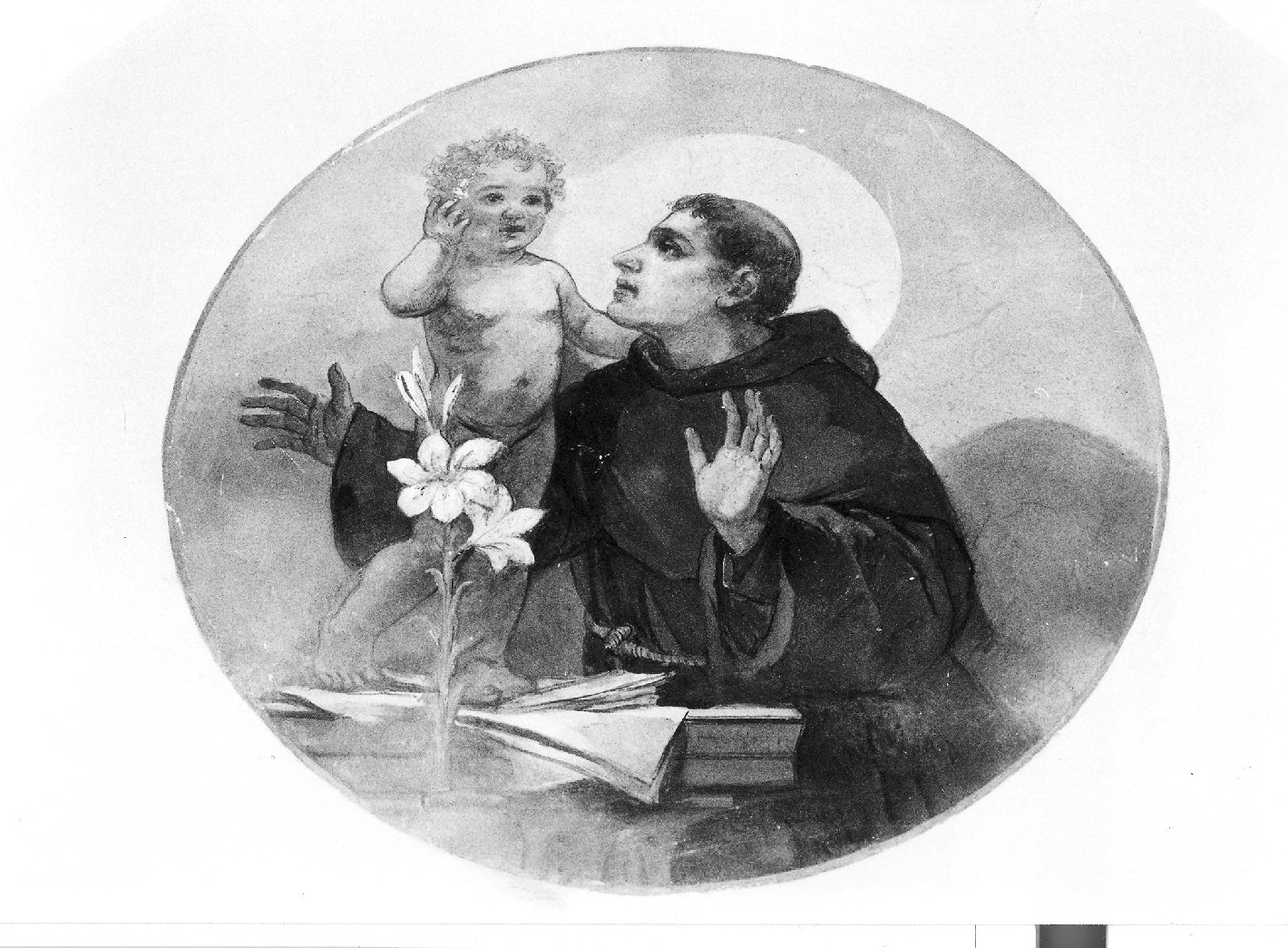 Sant'Antonio da Padova con il bambino (dipinto) di Bocchetti Gaetano (sec. XX)