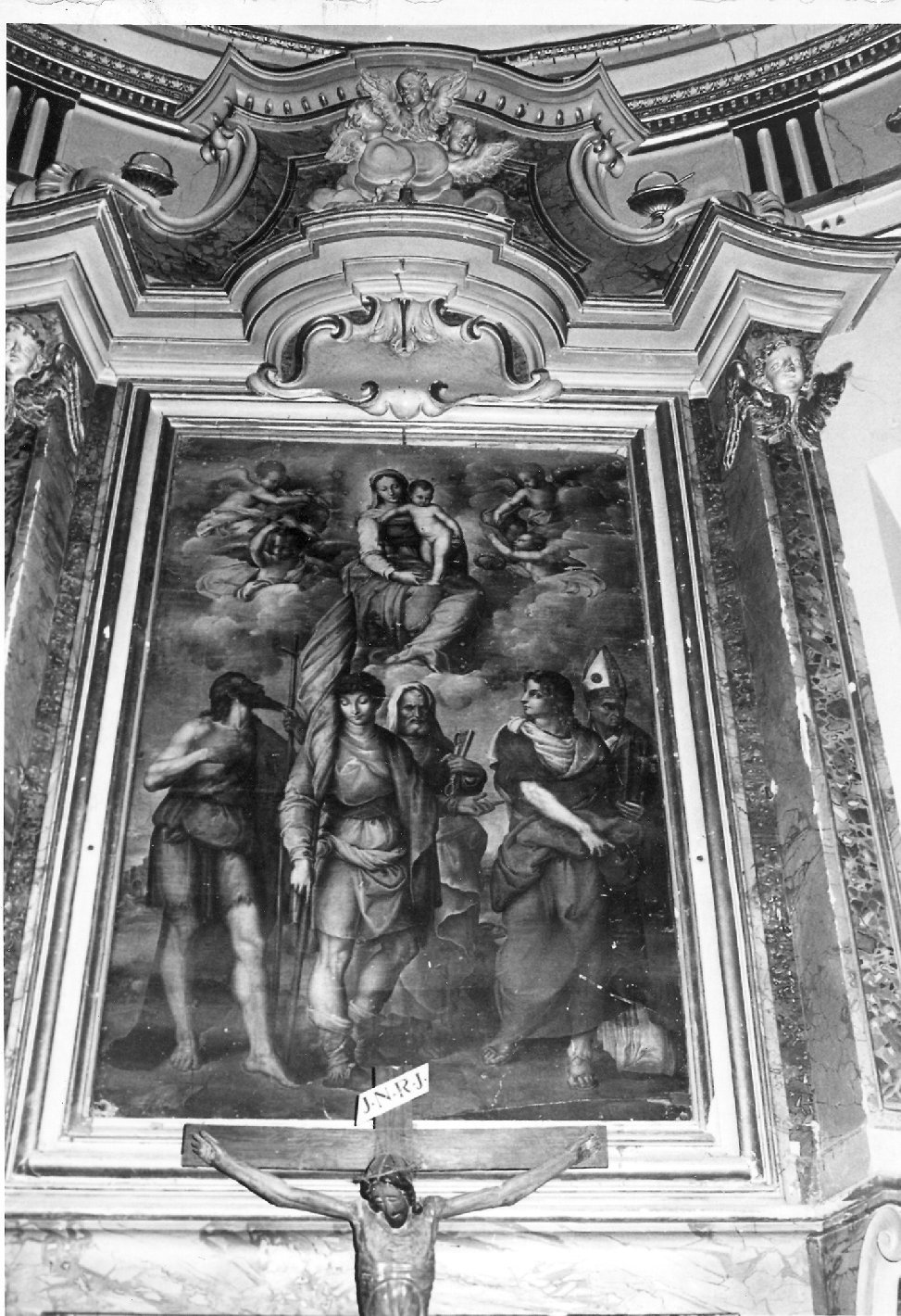 Madonna con Bambino e Santi (dipinto) di Franco Giovanni Battista detto Semolei (prima metà sec. XVI)