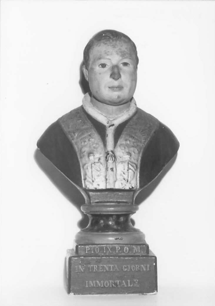 ritratto a mezza figura di Pio IX (scultura) - bottega marchigiana (seconda metà sec. XIX)