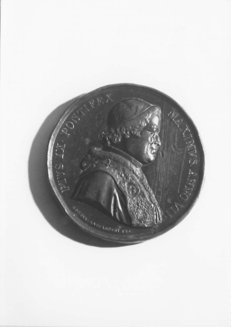 ritratto a mezza figura di Pio IX (medaglia) di Zaccagnini Bonfiglio (sec. XIX)