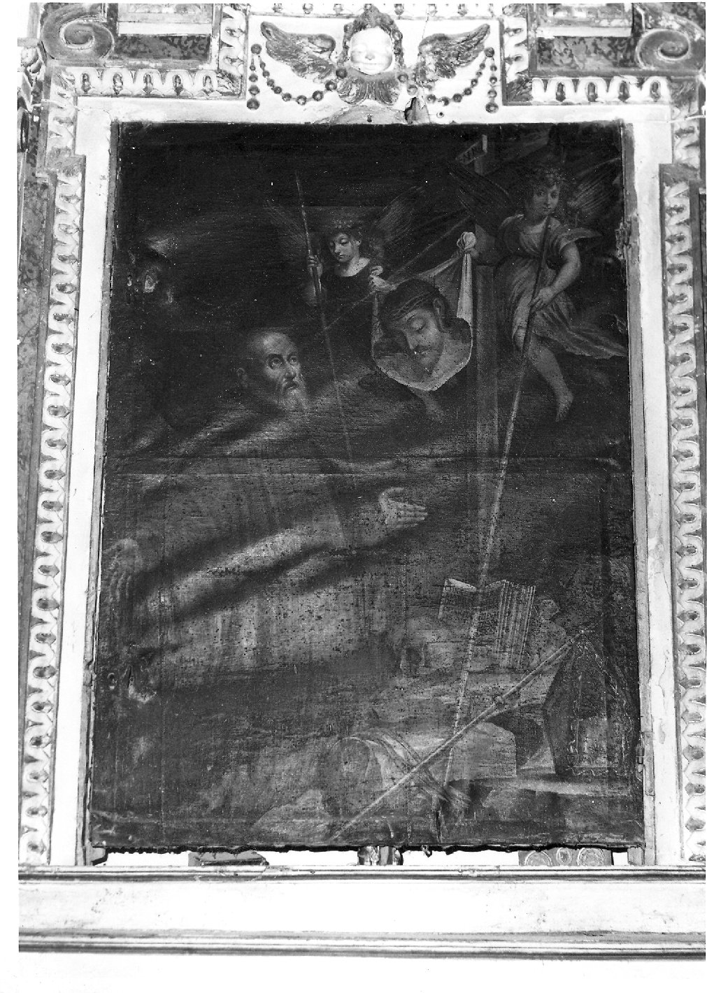 angeli reggono il velo della Veronica (dipinto) - ambito marchigiano (sec. XVII)