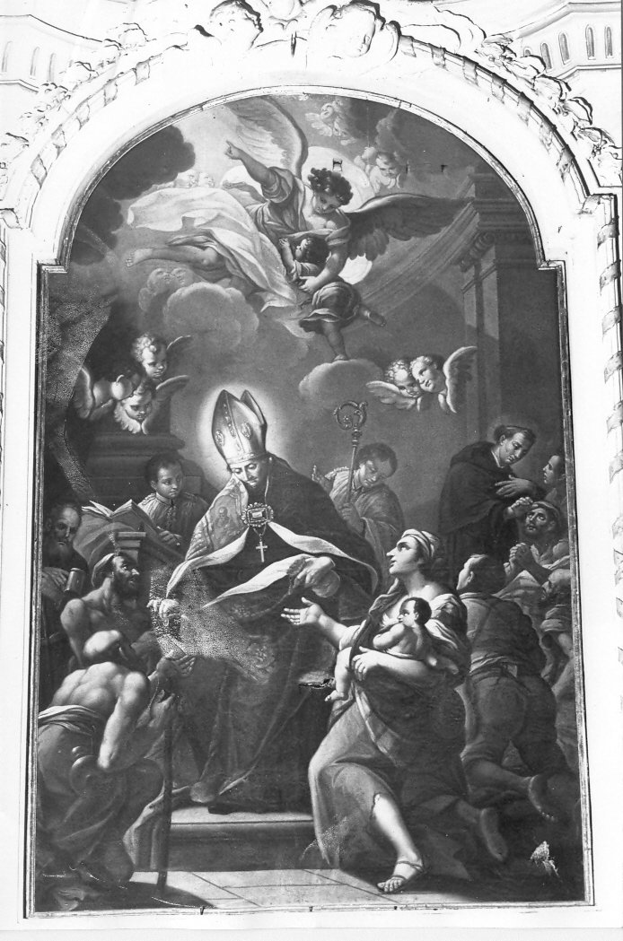 elemosina di Sant'Agostino (dipinto) di Ricci Filippo (attribuito) (seconda metà sec. XVIII)