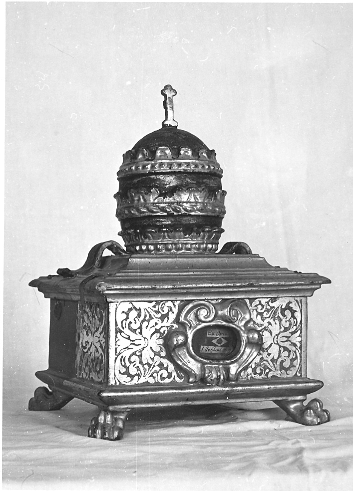 reliquiario a teca - a urna, coppia - bottega marchigiana (sec. XVIII)