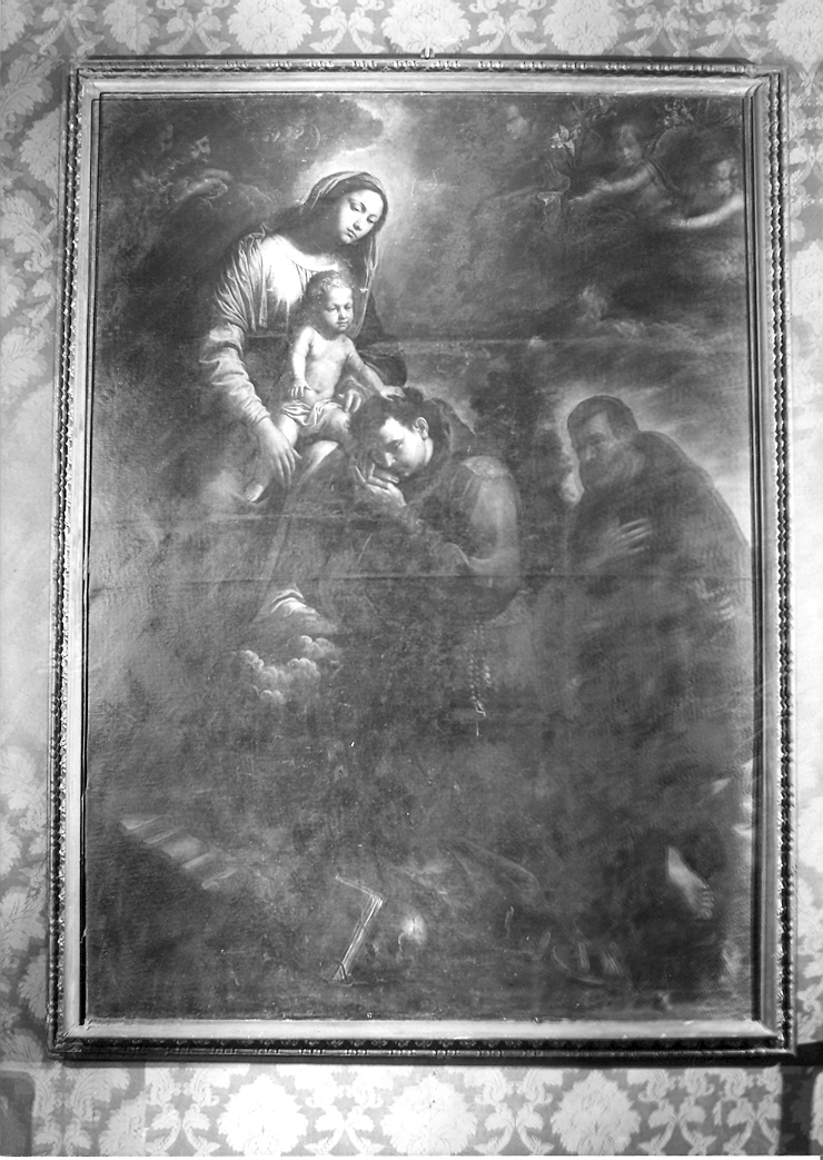 la Madonna e il Bambino appaiono a due Santi francescani (dipinto) di Peruzzini Giovanni (sec. XVII)