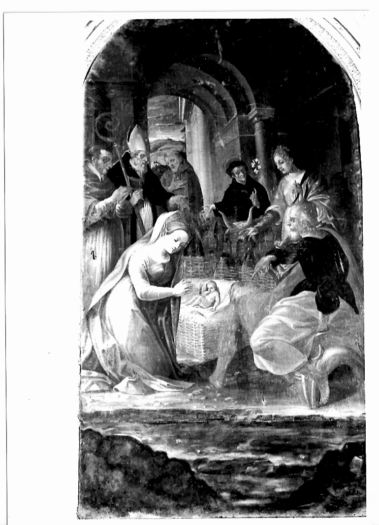 natività di Gesù e santi (dipinto) - ambito marchigiano (prima metà sec. XVIII)