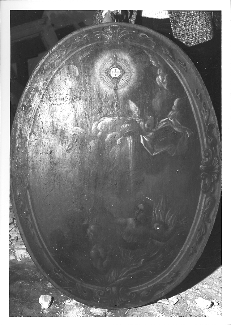 l'Eucarestia appare alla anime purganti (dipinto) - ambito italiano (sec. XVIII, sec. XIX)