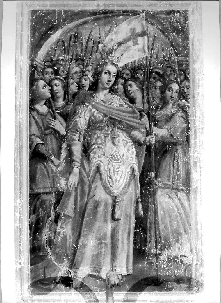 Sant'Orsola protegge le undicimila vergini sotto il suo manto (dipinto) - ambito marchigiano (fine sec. XVI)