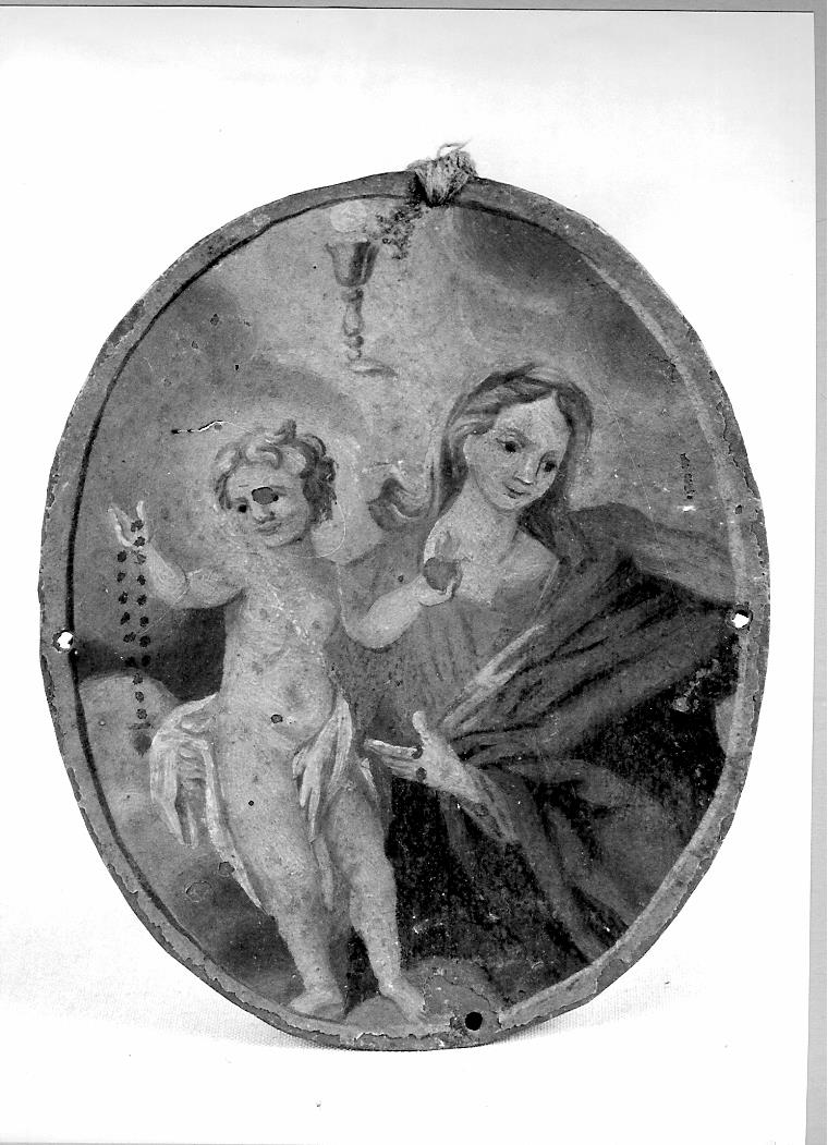 Madonna del Rosario con Bambino (emblema di confraternita) - bottega marchigiana (fine/inizio secc. XVIII/ XIX)