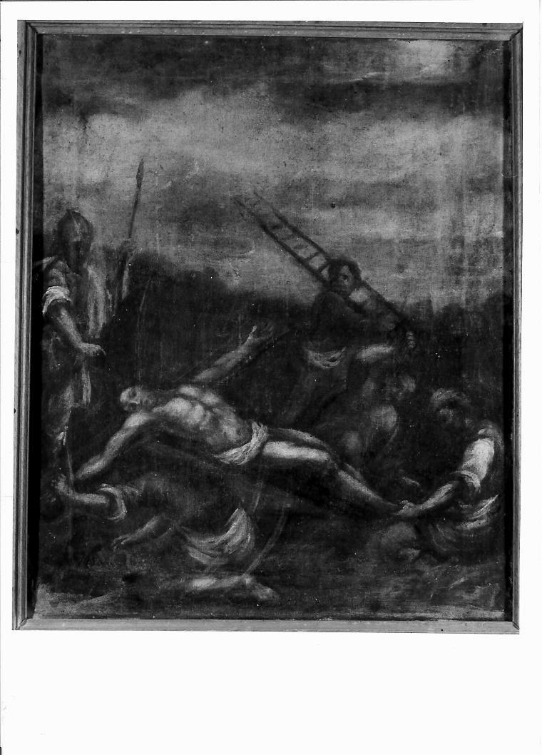 stazione XI: Gesù inchiodato alla croce (dipinto, elemento d'insieme) - ambito marchigiano (metà sec. XVII)
