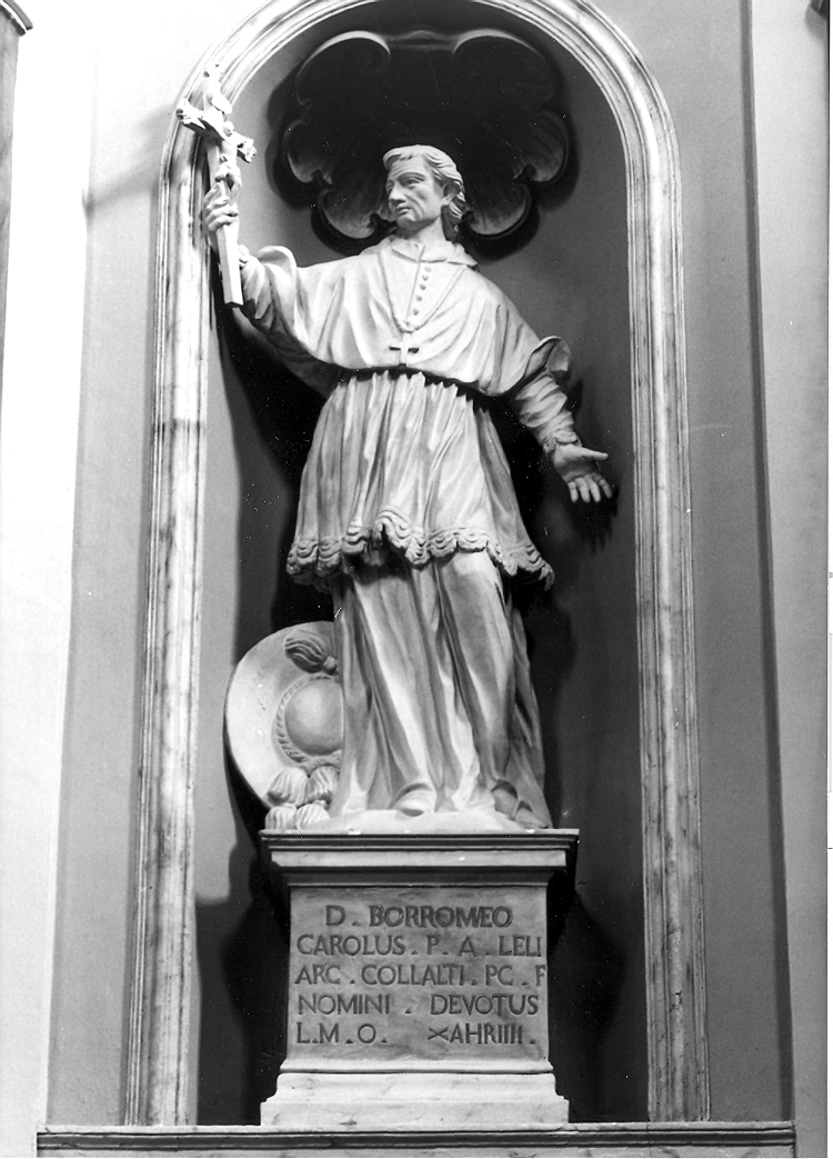 San Carlo Borromeo (statua) di Rodoloni Sarti Antonio (sec. XVIII)
