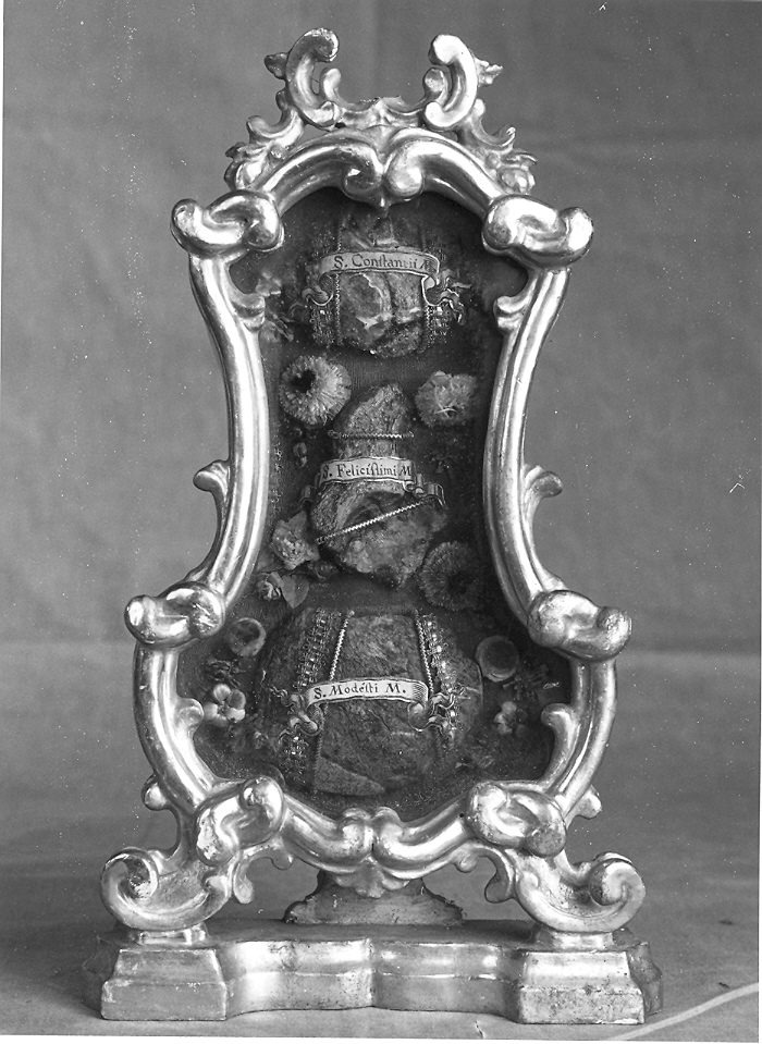 reliquiario - a tabella, coppia - bottega marchigiana (sec. XVIII)