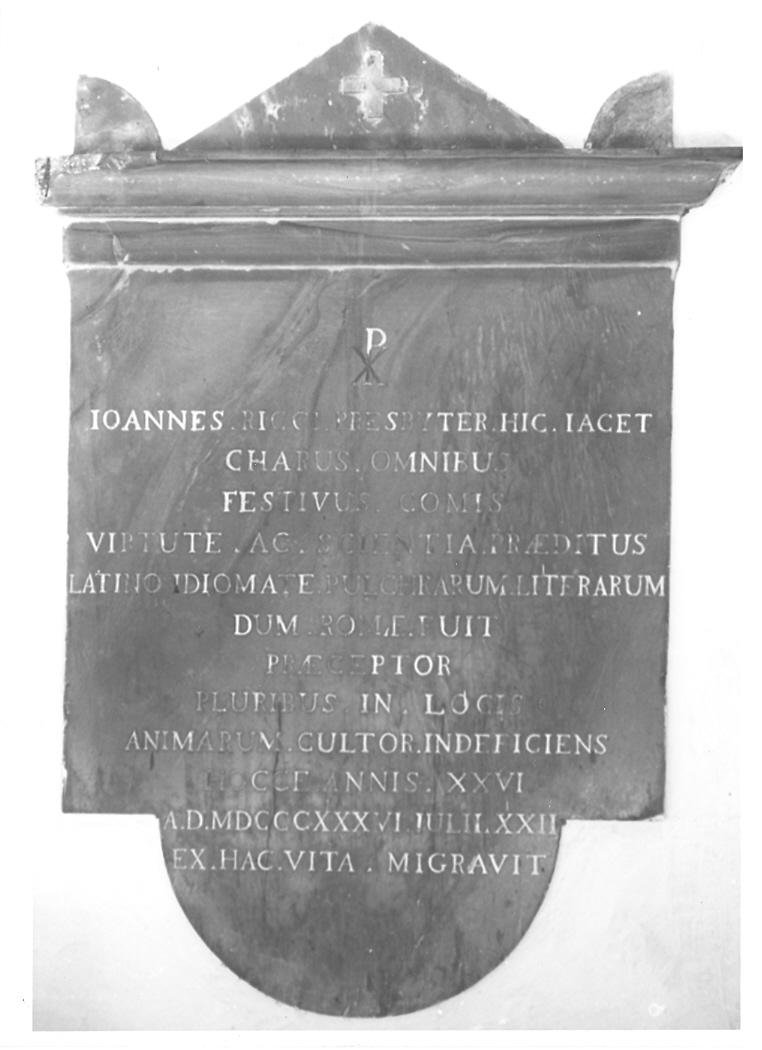 lapide tombale - bottega italiana (sec. XIX)