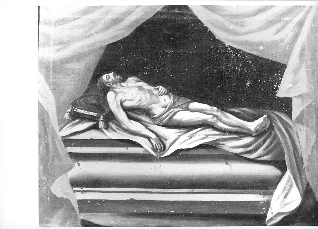 stazione XIV: Gesù deposto nel sepolcro (Via Crucis, elemento d'insieme) - ambito marchigiano (sec. XVII)