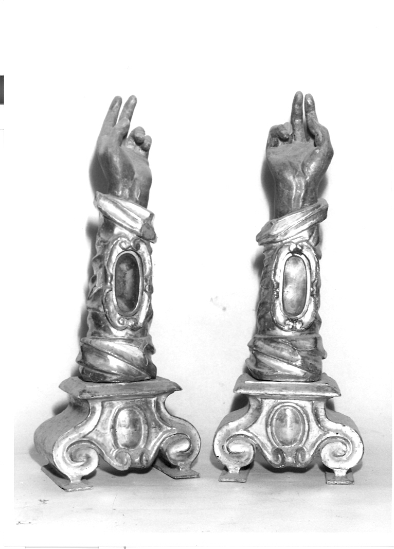 reliquiario antropomorfo - a braccio, coppia - bottega romana (sec. XVII)