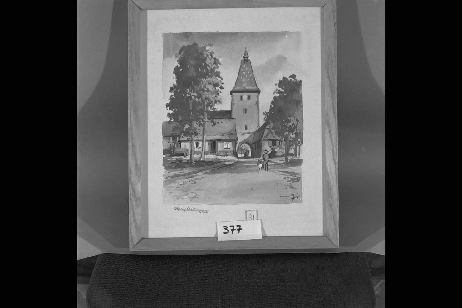 Bergheim Alsace, veduta di città (dipinto) di Fougez G (sec. XX)