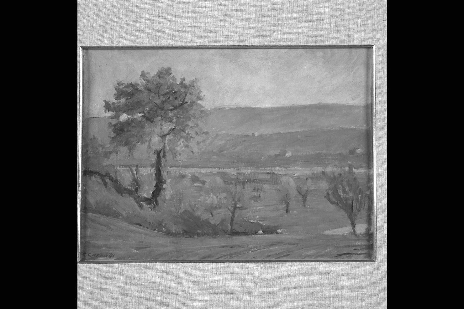 Paesaggio autunnale, paesaggio (dipinto) di Corradi Corrado (sec. XX)