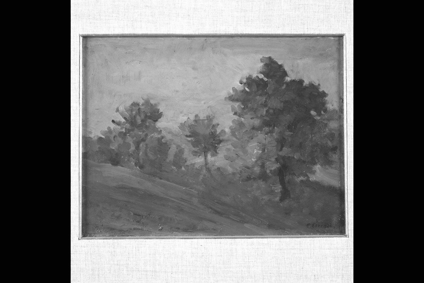 paesaggio autunnale, paesaggio (dipinto) di Corradi Corrado (sec. XX)