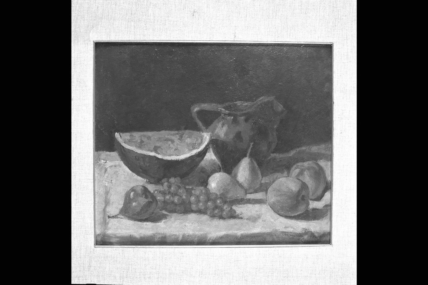Natura morta, natura morta con brocca e frutti (dipinto) di Corradi Corrado (sec. XX)