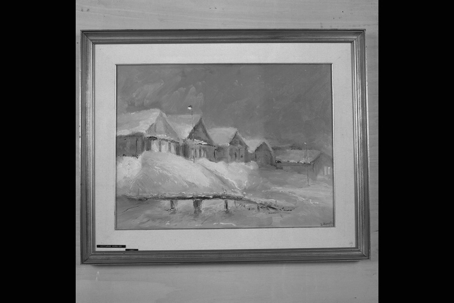 Notturno nordico, paesaggio invernale (dipinto) di Ferrata Luigi (sec. XX)