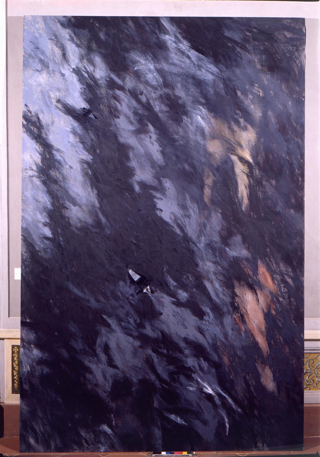 Senza titolo, composizione astratta in azzurro (dipinto) di Notargiacomo Gianfranco (sec. XX)