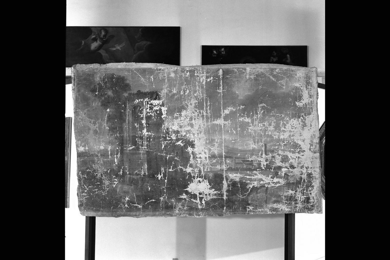 paesaggio con rovine antiche (dipinto) - ambito marchigiano (sec. XIX)