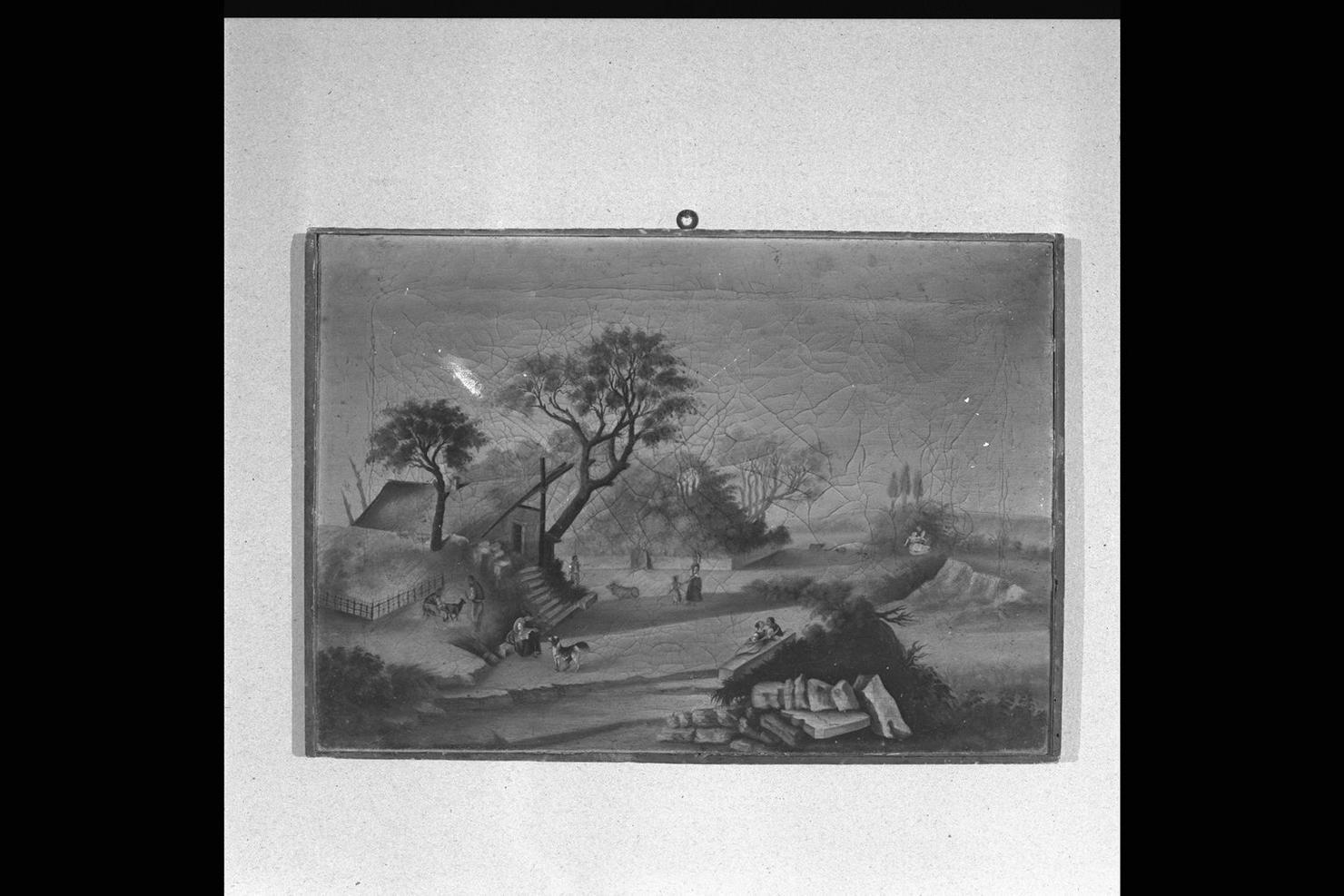 paesaggio campestre (dipinto) - ambito marchigiano (sec. XIX)