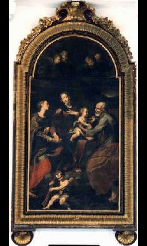 Sacra Famiglia e Santa Caterina d'Alessandria (?) (dipinto) di Bertuzzi Nicola detto Anconitano (attribuito) (metà sec. XVIII)