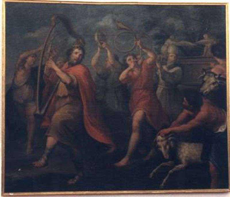 trasporto dell'arca dell'alleanza a Gerusalemme (dipinto) di Antonozzi Francesco (prima metà sec. XVIII)