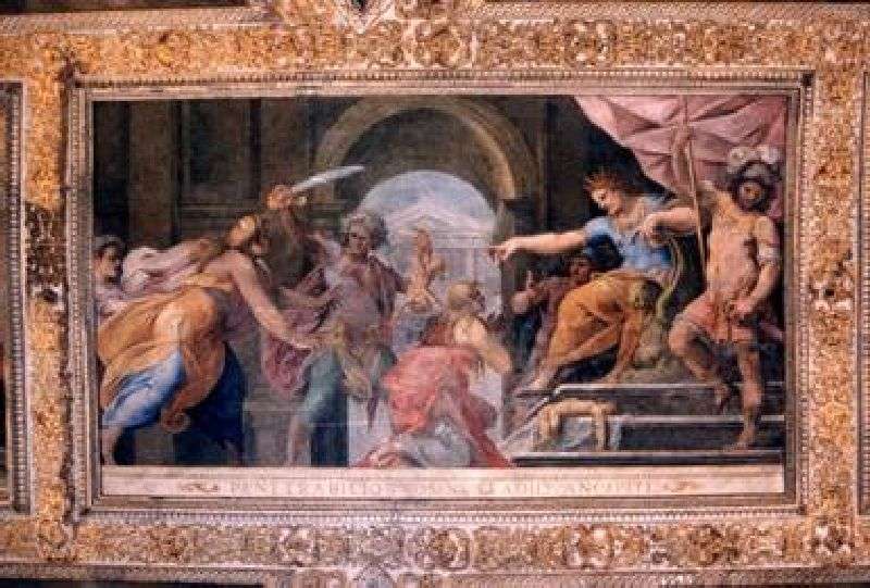 giudizio di Salomone (dipinto, elemento d'insieme) di Roncalli Cristoforo detto Pomarancio (primo quarto sec. XVII)