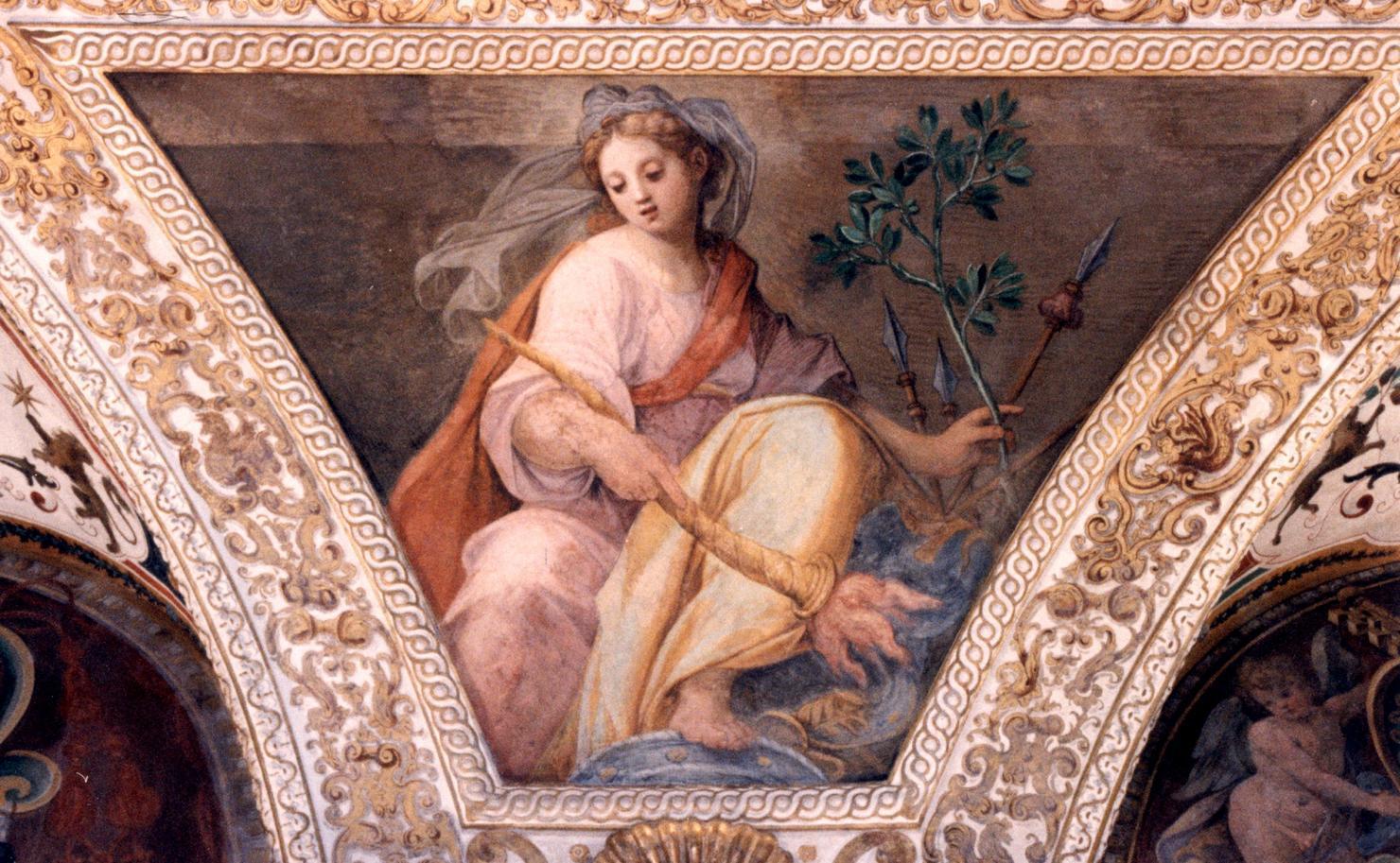 allegoria della Pace (dipinto, elemento d'insieme) di Roncalli Cristoforo detto Pomarancio (primo quarto sec. XVII)